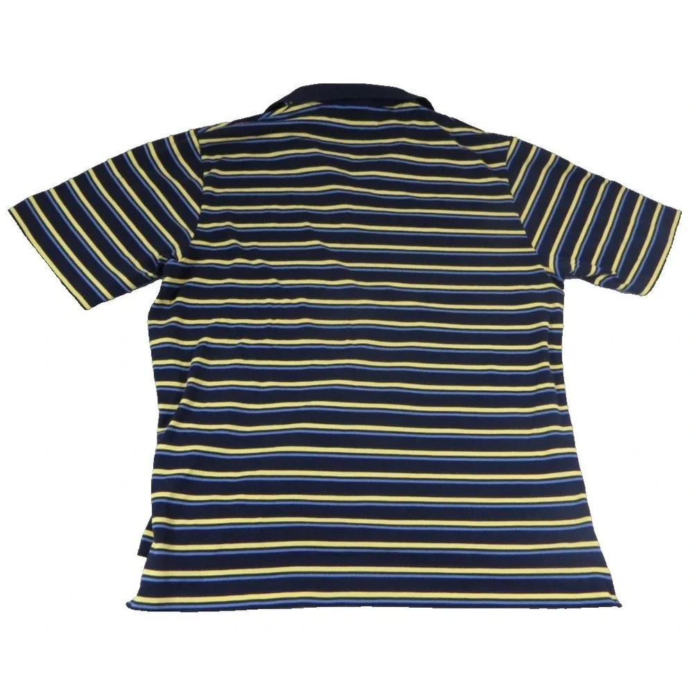 Polo Ralph Lauren Golf Shirt Mens L Large Pima Cotton Navy Blue Yellow Pony